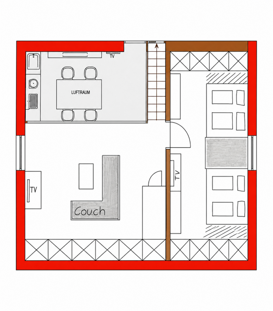 Grundriss Chalet Hauserhof Nassfeld 1. Stock