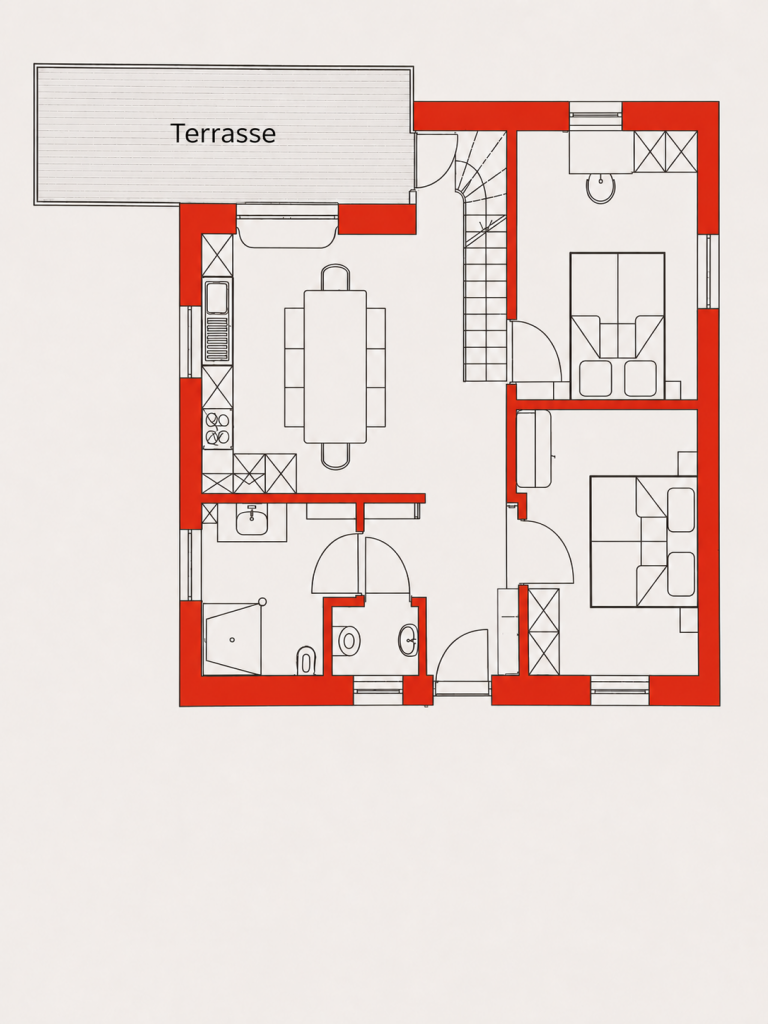 Grundriss Chalet Hauserhof Nassfeld Erdgeschoss